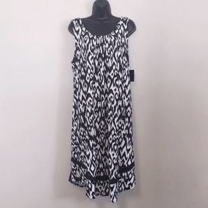 Ellen Tracy Sleeveless Midi Dress Large Black White
